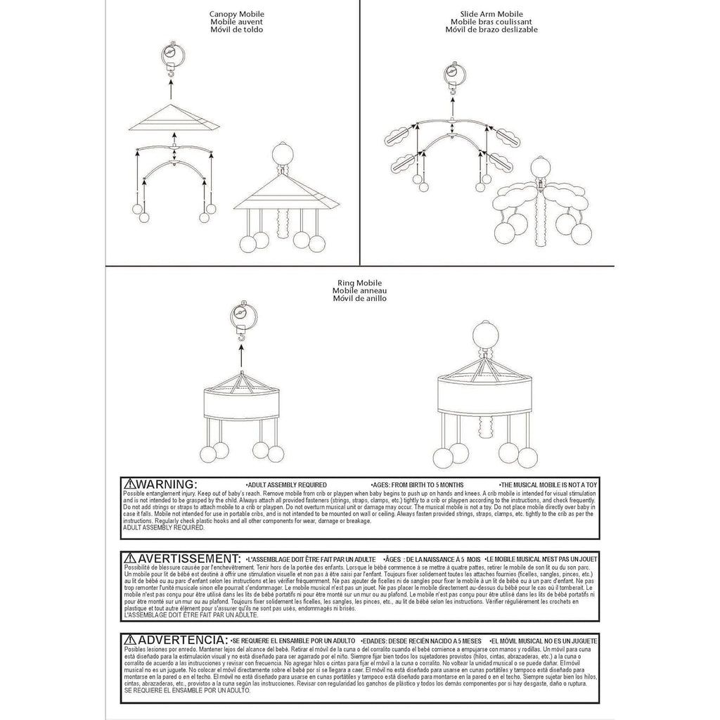 Buffalo Check Baby Crib Mobile with Music, Crib Mobile Arm Fits Standard Crib Rails