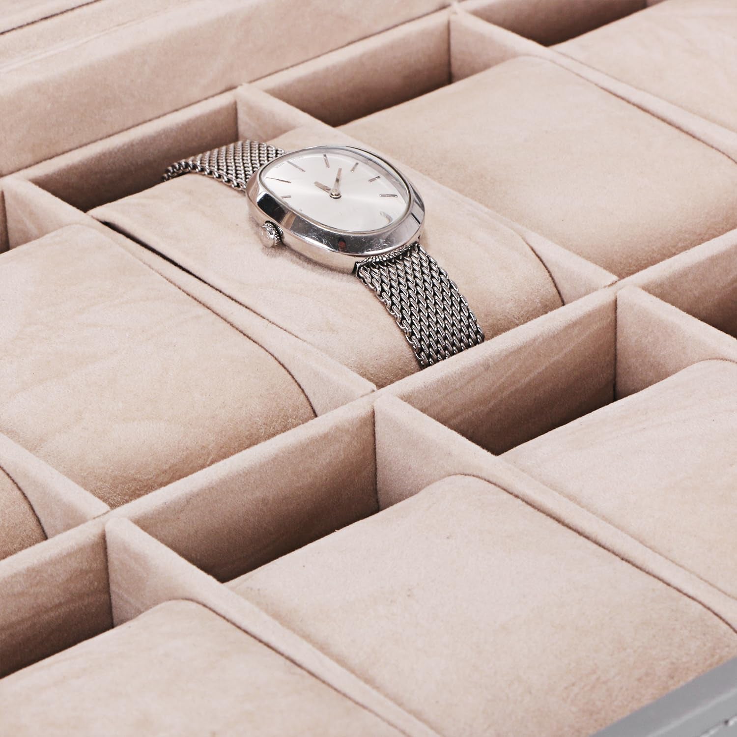 Watch Case 12-Slot Watch Box Organizer Case with Jewelry Display Drawer Adjustable Tray Watch Storage Case for Men with Glass Top Watch Case Jewelry Box for Women Men, Grey SSH02H