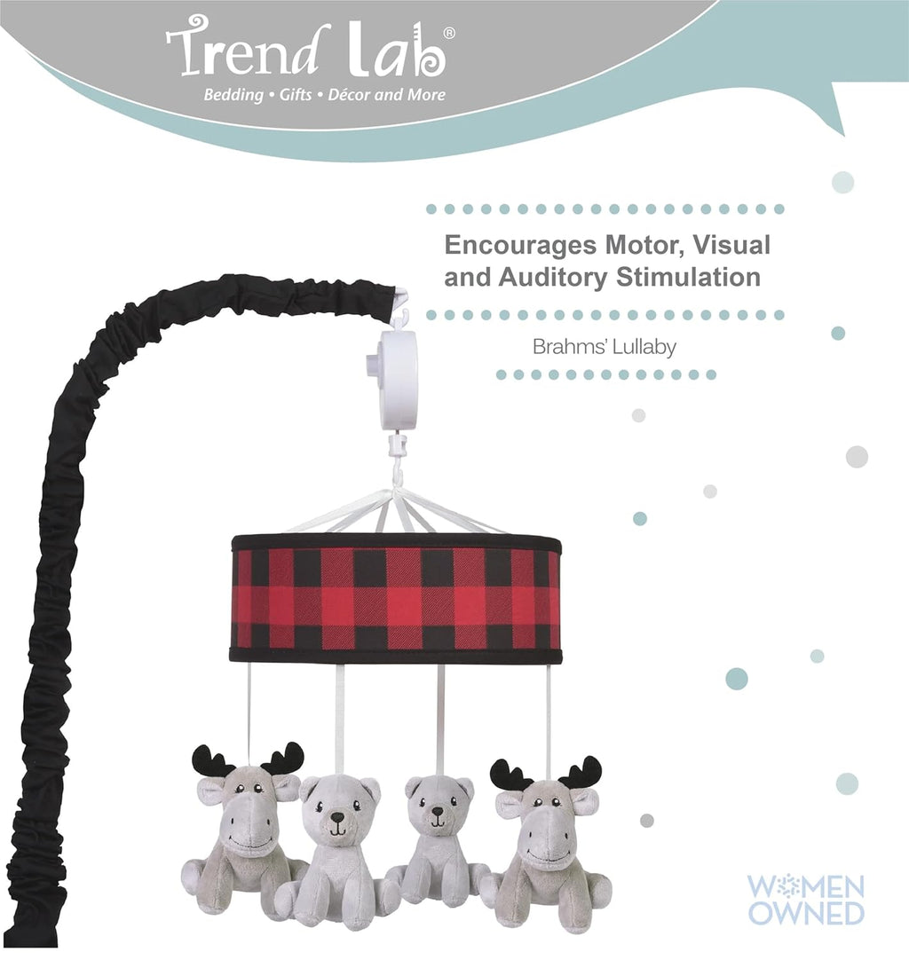 Buffalo Check Baby Crib Mobile with Music, Crib Mobile Arm Fits Standard Crib Rails