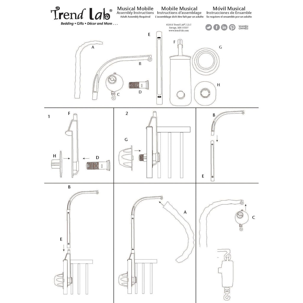 Buffalo Check Baby Crib Mobile with Music, Crib Mobile Arm Fits Standard Crib Rails